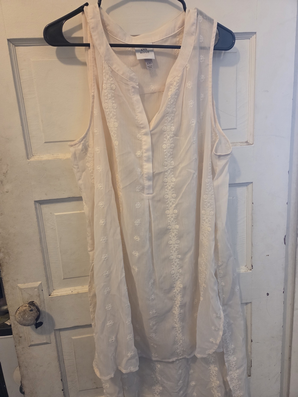 Knox Rose Cream Embroidered Sleeveless Tunic